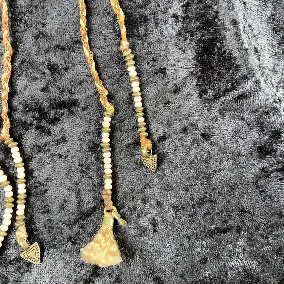 Global Goods Partners Handmade Stamped Brass Bead Bib Necklace Braided Strap - Picture 8 of 8